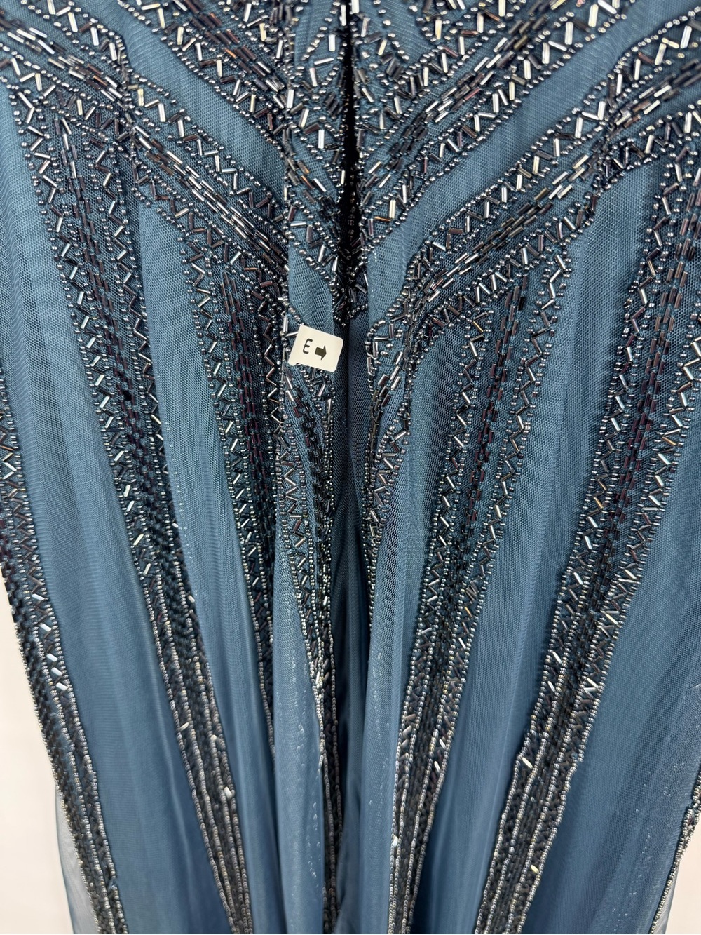 Aidan Mattox Teal Beaded Chevron Wedding Guest Mother Cocktail Dress Size 0 - Picture 16 of 16